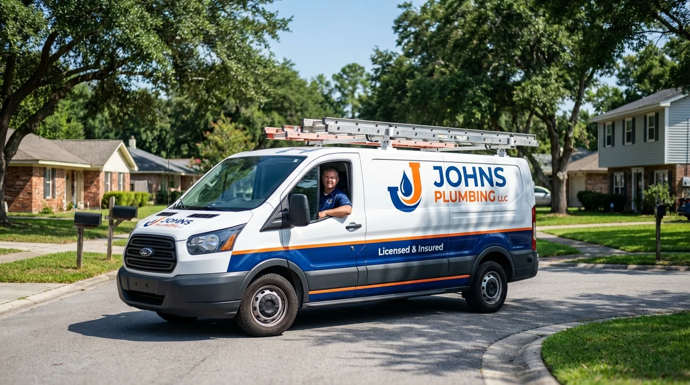 Johns Plumbing LLC service van in Racine, WI