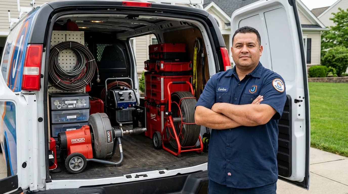 Professional drain cleaning equipment and Johns Plumbing LLC plumber in Racine