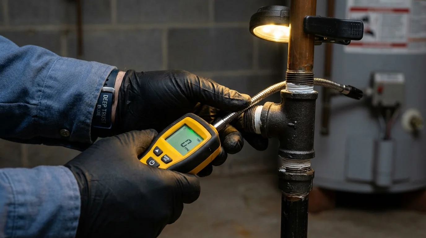 Gas leak detection with electronic sniffer by Johns Plumbing LLC in Racine