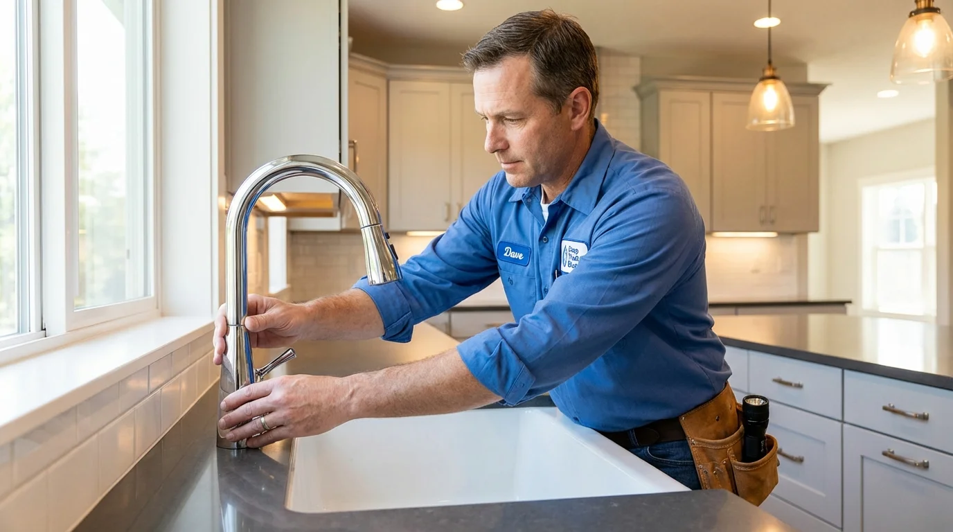 Kitchen faucet installation by Johns Plumbing LLC in Racine