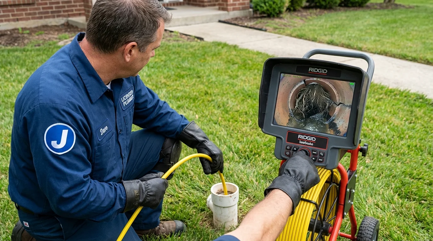 Sewer camera inspection being performed by Johns Plumbing LLC in Racine